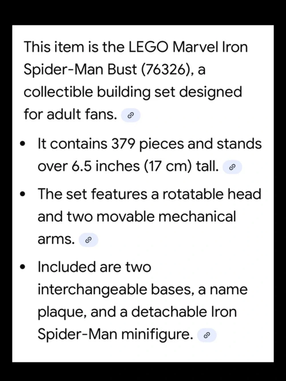 LEGO Marvel Iron Spider-Man Bust in Red /Gold Collectible 76326 379Pcs 18+ NIP